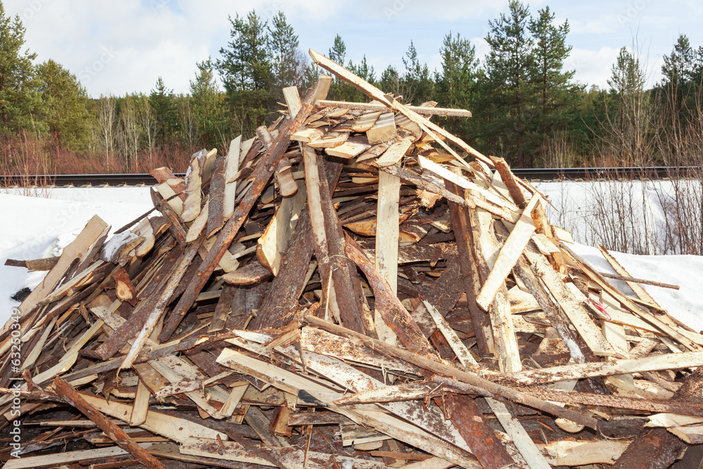 Pile of boards procured as firewood Pile of boards procured as firewood