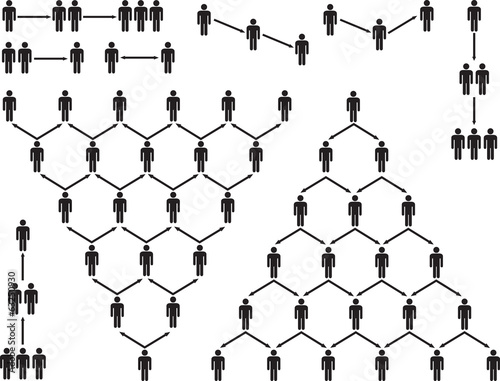 Pyramid people pictogram illustrated on white