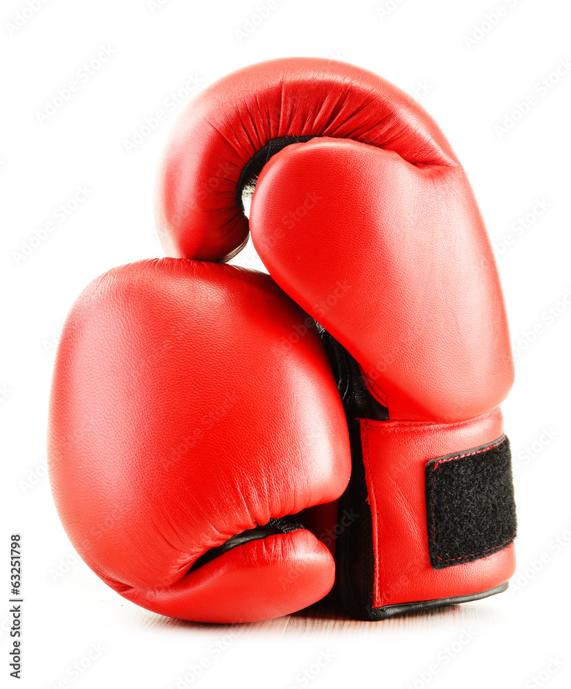 Leather boxing gloves isolated on white