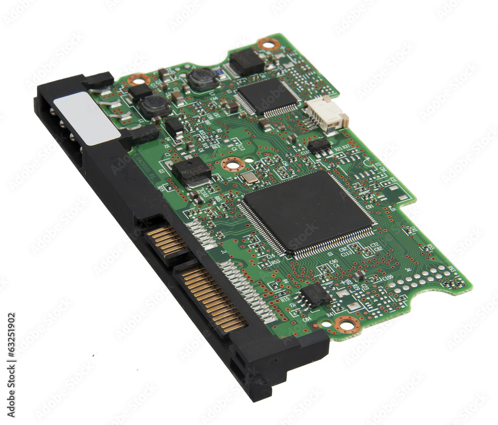 Electronic circuit board with processor isolated on white backgr Electronic circuit board with processor isolated on white backgr