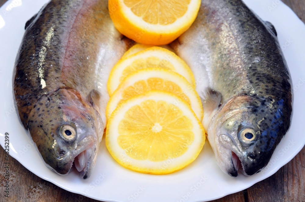 two fresh trout and lemon