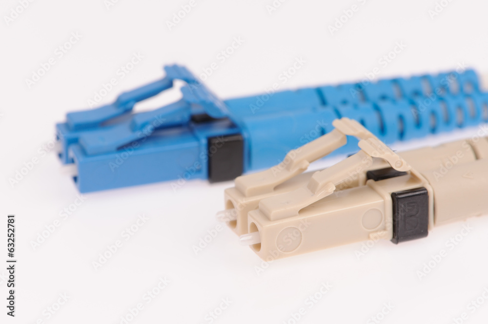 Fototapeta premium Fiber optic cables isolated on grey background