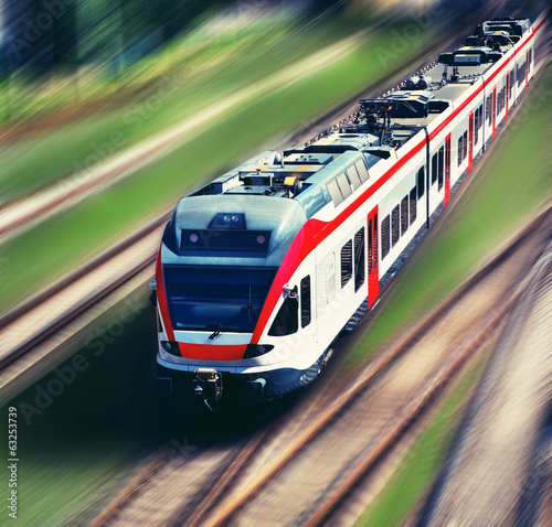 high-speed train in motion blur