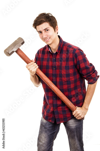 Billede på lærred man with a sledgehammer