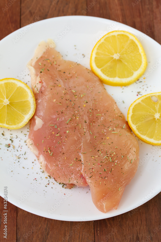 raw chicken breast with lemon raw chicken breast with lemon
