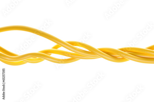 Yellow electric cables used in electrical and computer networks