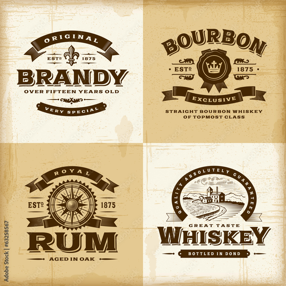 Vintage alcohol labels set