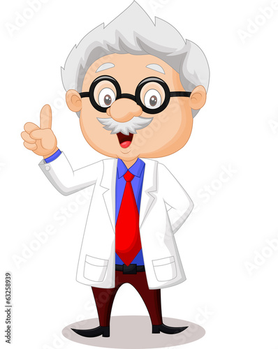 Professor cartoon pointing his hand