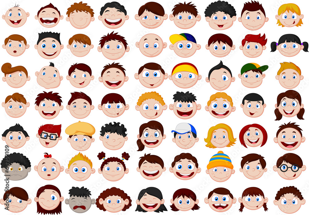 Set of cartoon children head Set of cartoon children head