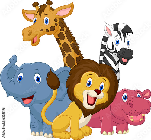Happy safari animal cartoon