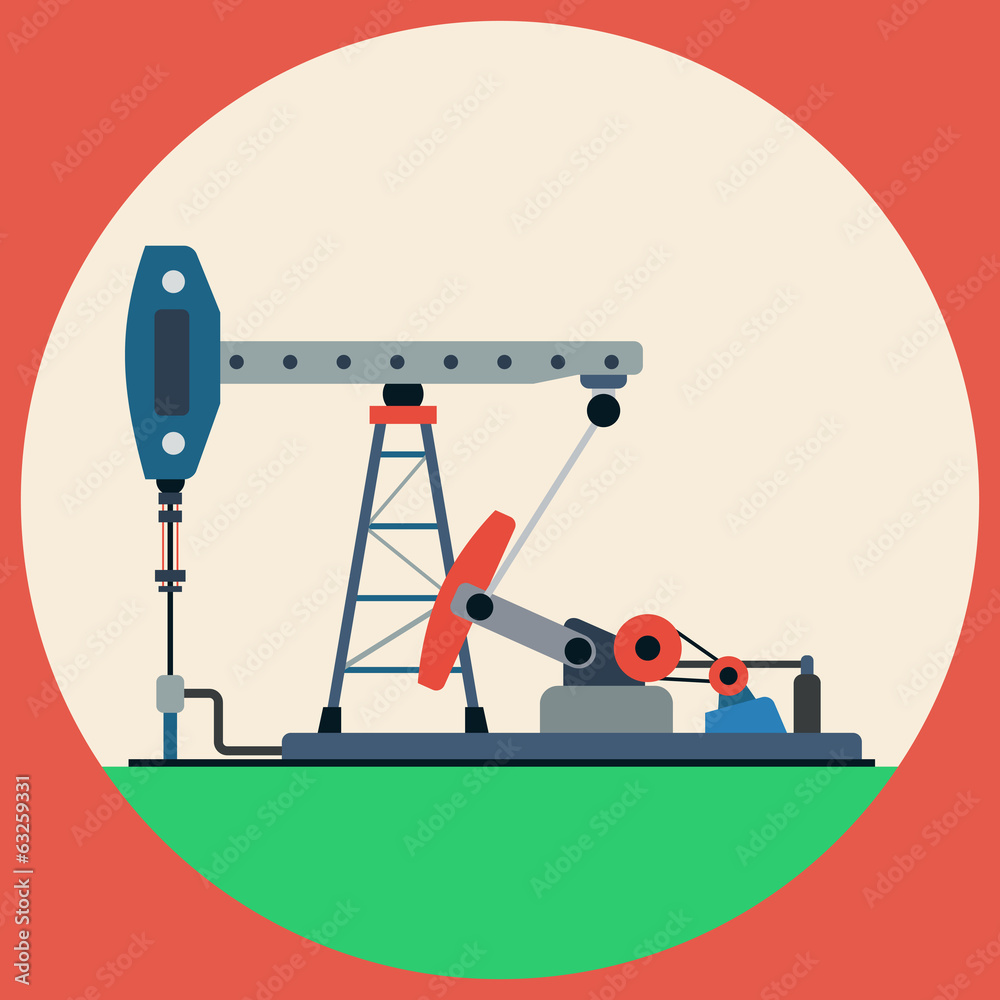 Oil pump flat vector illustration