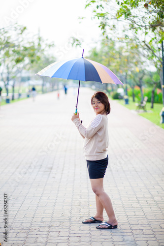 Portrait Asian woman holding an umbrella.