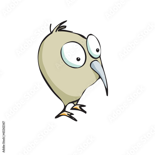 Adorable kiwi bird standing. Cartoon.