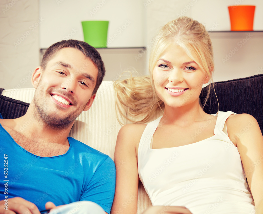 happy couple at home