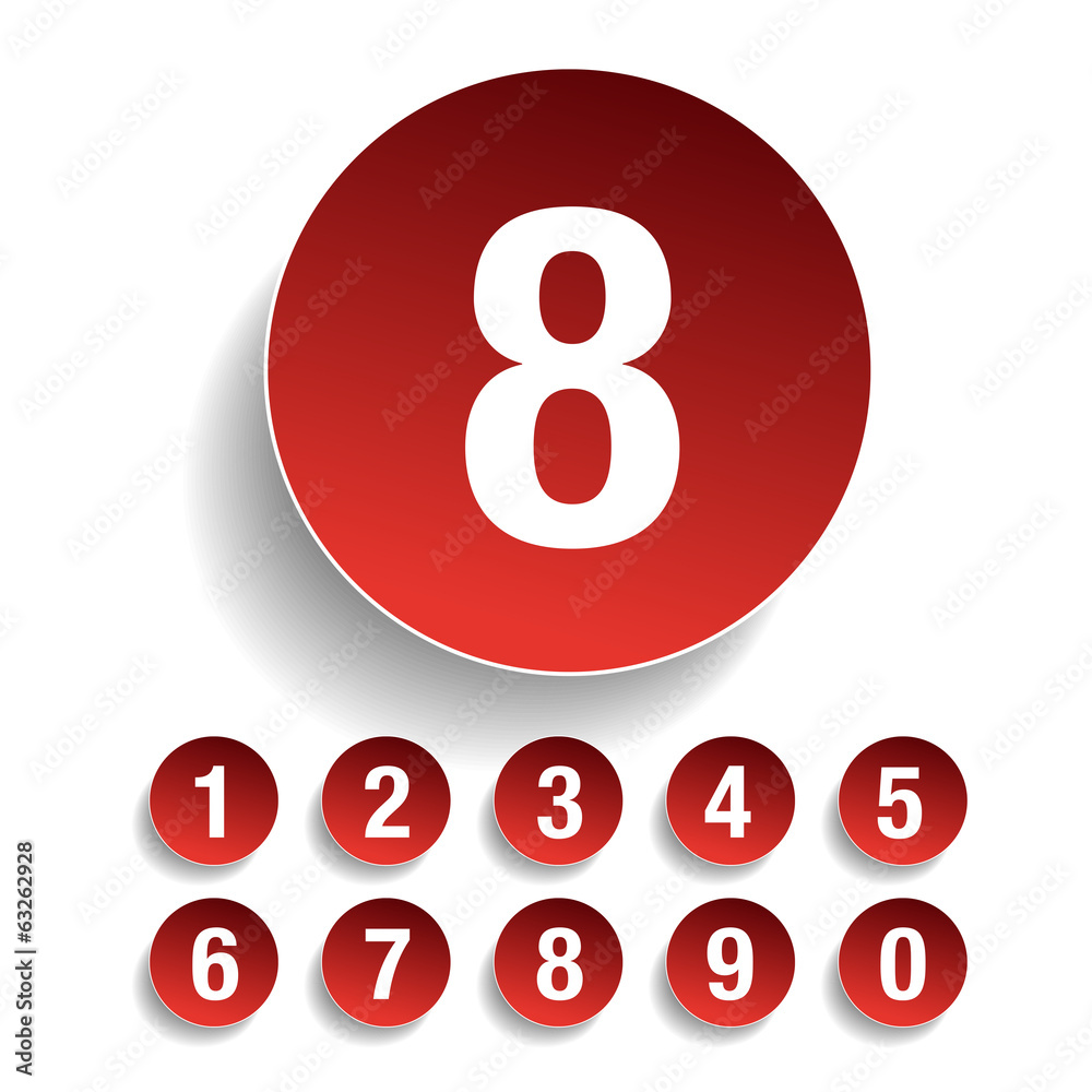 Number set vector red Number set vector red