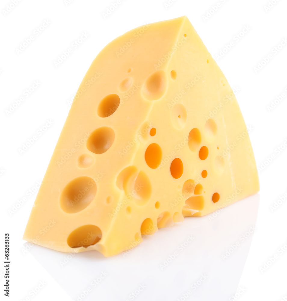 Piece of cheese, isolated on white Piece of cheese, isolated on white