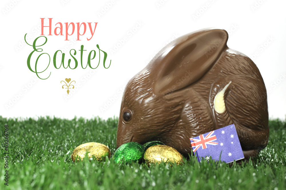 Obraz premium Happy Easter Australian style chocolate easter egg bunny Bilby