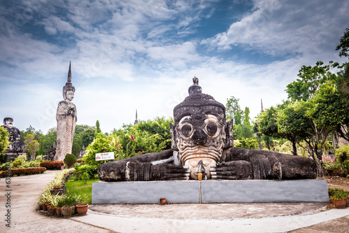 Ancient Buddha in Sala Kaew Ku, - Thai temple in hindu style,