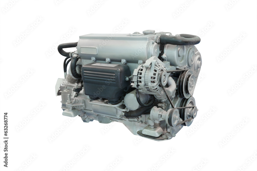 The image of an engine under the white background