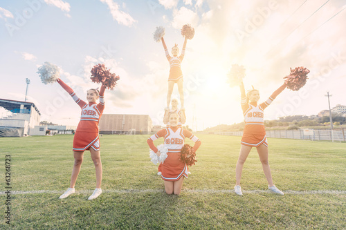 Group of Cheerleaders in the Field photo