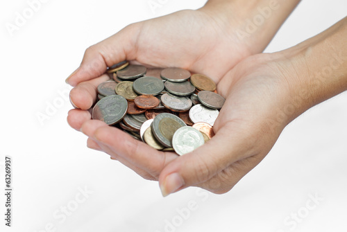 Hand with coins