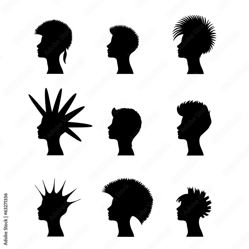 silhouette of a girl with a mohawk Stock Vector | Adobe Stock