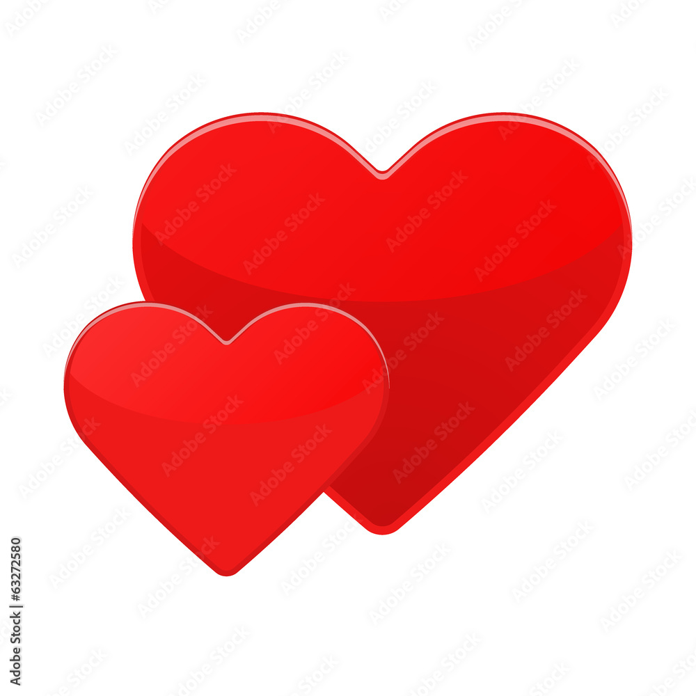 Two isolated red hearts on a white Two isolated red hearts on a white