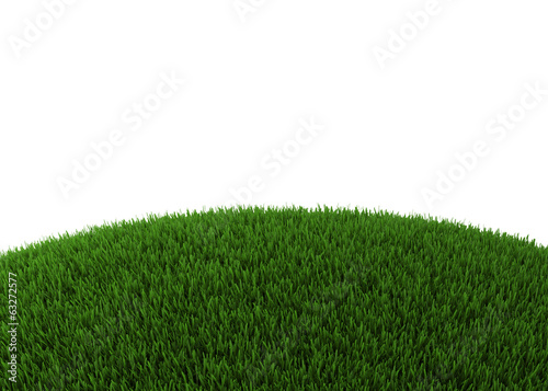 Green hill of grass isolated on white