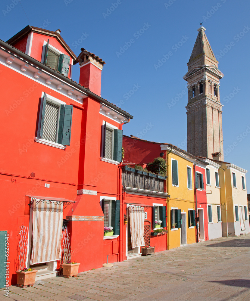Venice - Houses and church tower from Burano island