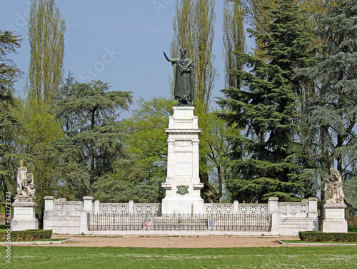 City Park with a statue of the famous poet Virgil in Mantua in I photo