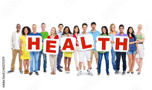 Multiethnic Group Of People Holding the Word "HEALTH"