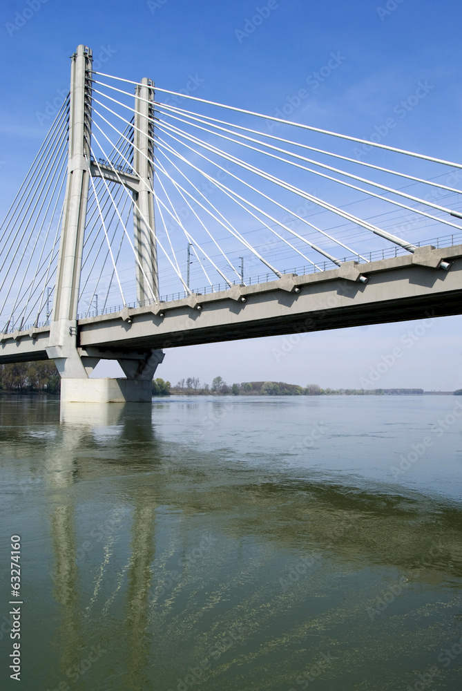 Cable-stayed bridge across river Po in Northern Italy Cable-stayed bridge across river Po in Northern Italy
