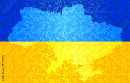 Map of Ukraine in National flag colors photo