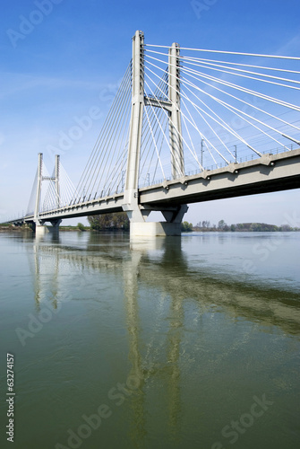 Cable-stayed bridge across river Po in Northern Italy