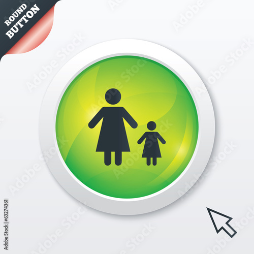 One-parent family with one child sign icon.