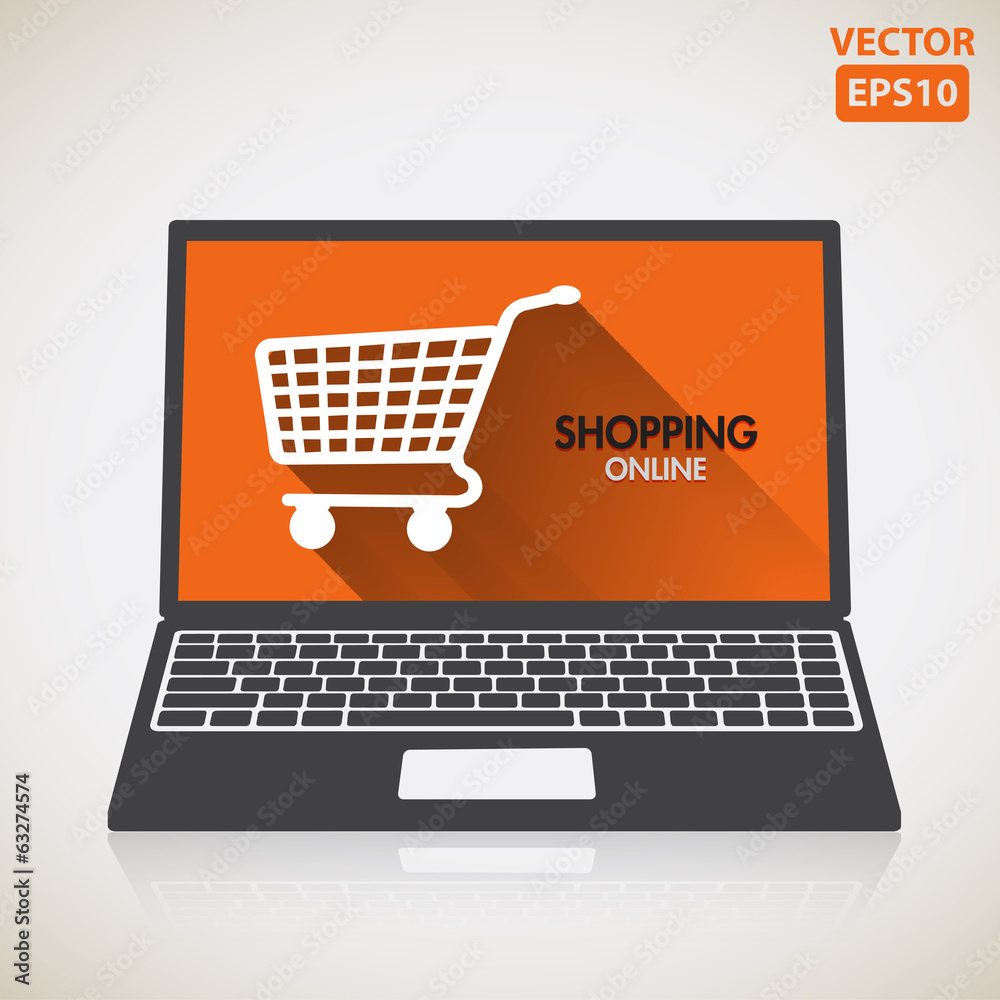 Laptop with shopping online icon Laptop with shopping online icon