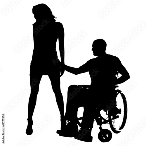 Vector silhouette of a man with a sexy woman.