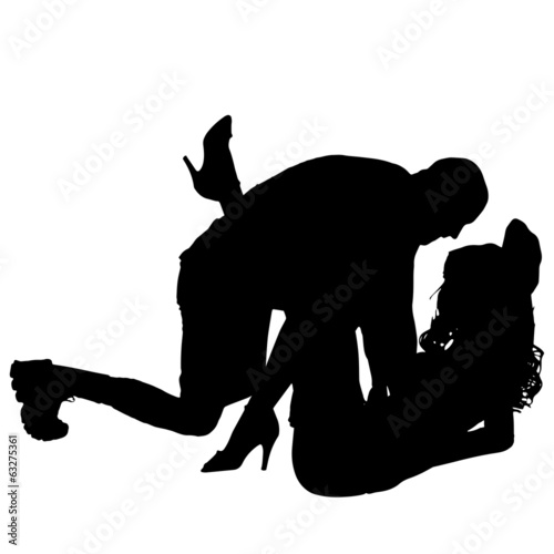 Vector silhouette of a man with a sexy woman.