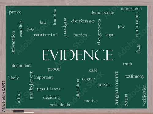 Evidence Word Cloud Concept on a Blackboard