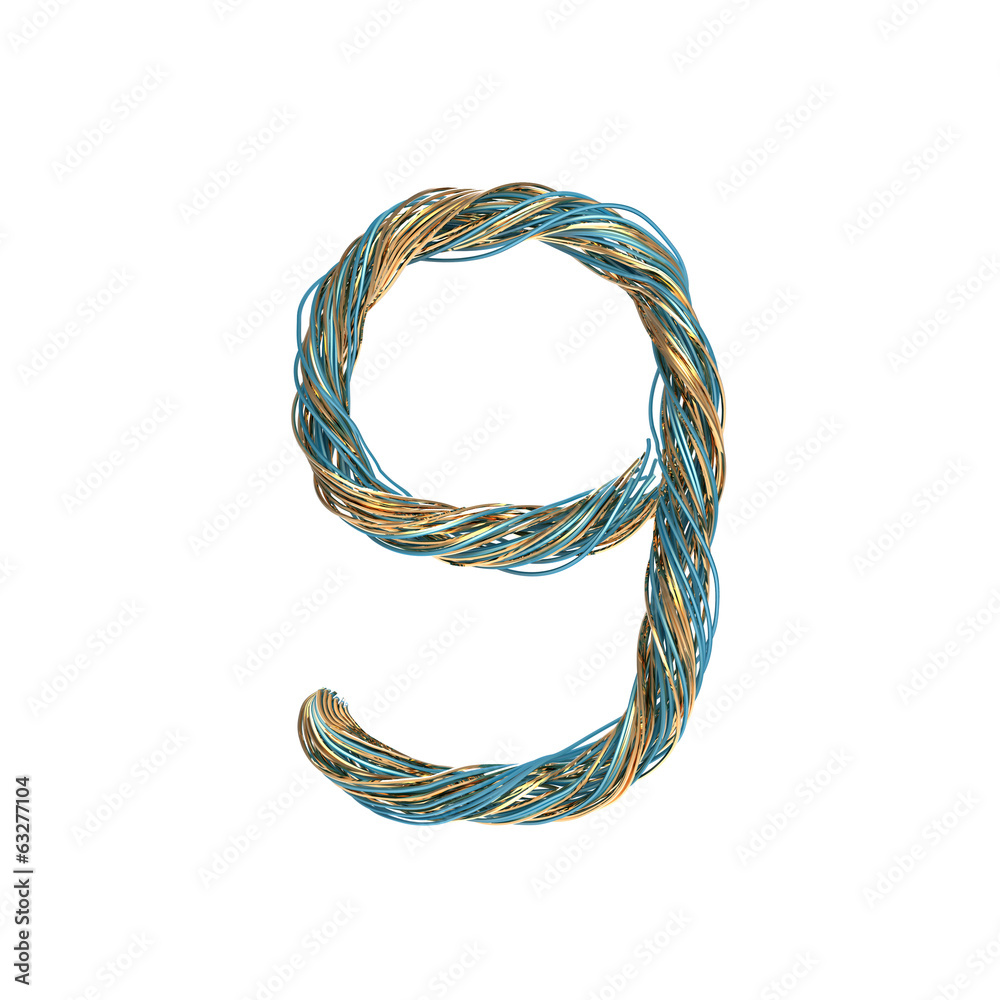 9, nine, set of numbers of twisted wire 9, nine, set of numbers of twisted wire