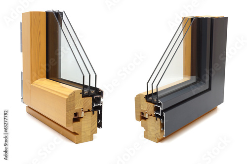 aluminum window with wooden wrap sample
