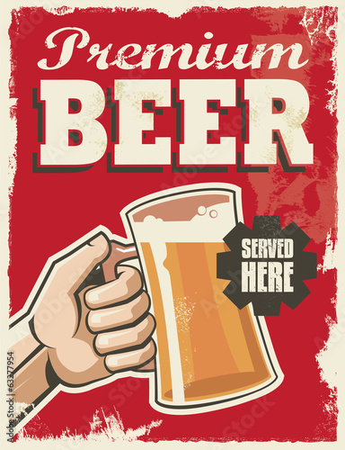 Vintage retro beer poster. Vector design advertising sign.