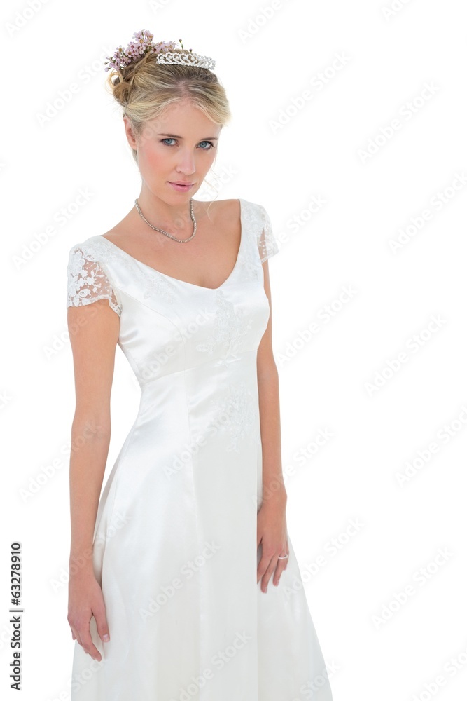 Confident bride standing over white background Confident bride standing over white background
