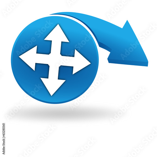 directions sur bouton bleu