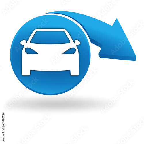 voiture sur bouton bleu