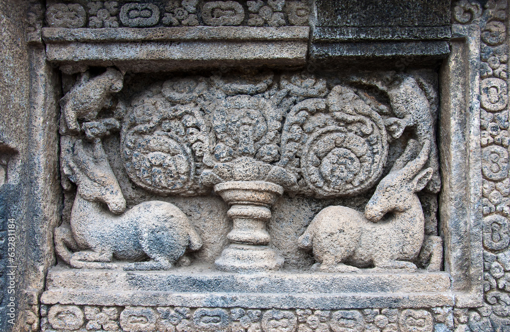 Art at Hindu temple Prambanan. Indonesia, Java, Yogyakarta