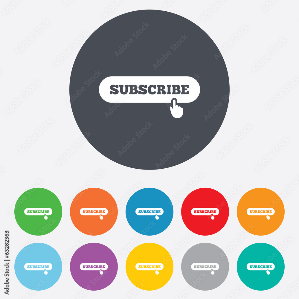 Subscribe with hand pointer icon. Membership Subscribe with hand pointer icon. Membership