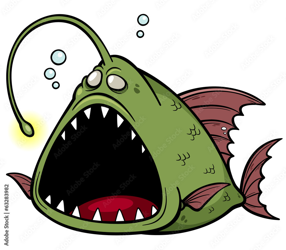 Fototapeta premium Vector illustration of angry fish cartoon