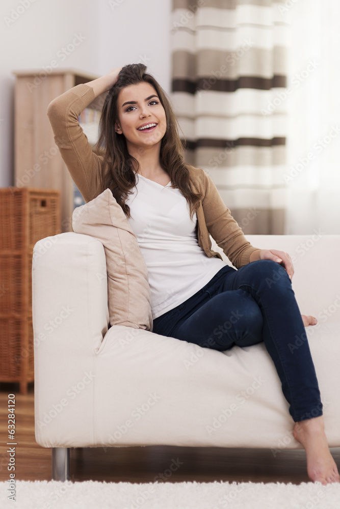 Portrait of happy gorgeous woman at home Portrait of happy gorgeous woman at home