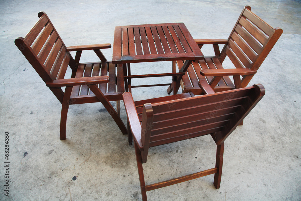 Wooden folding table and chairs